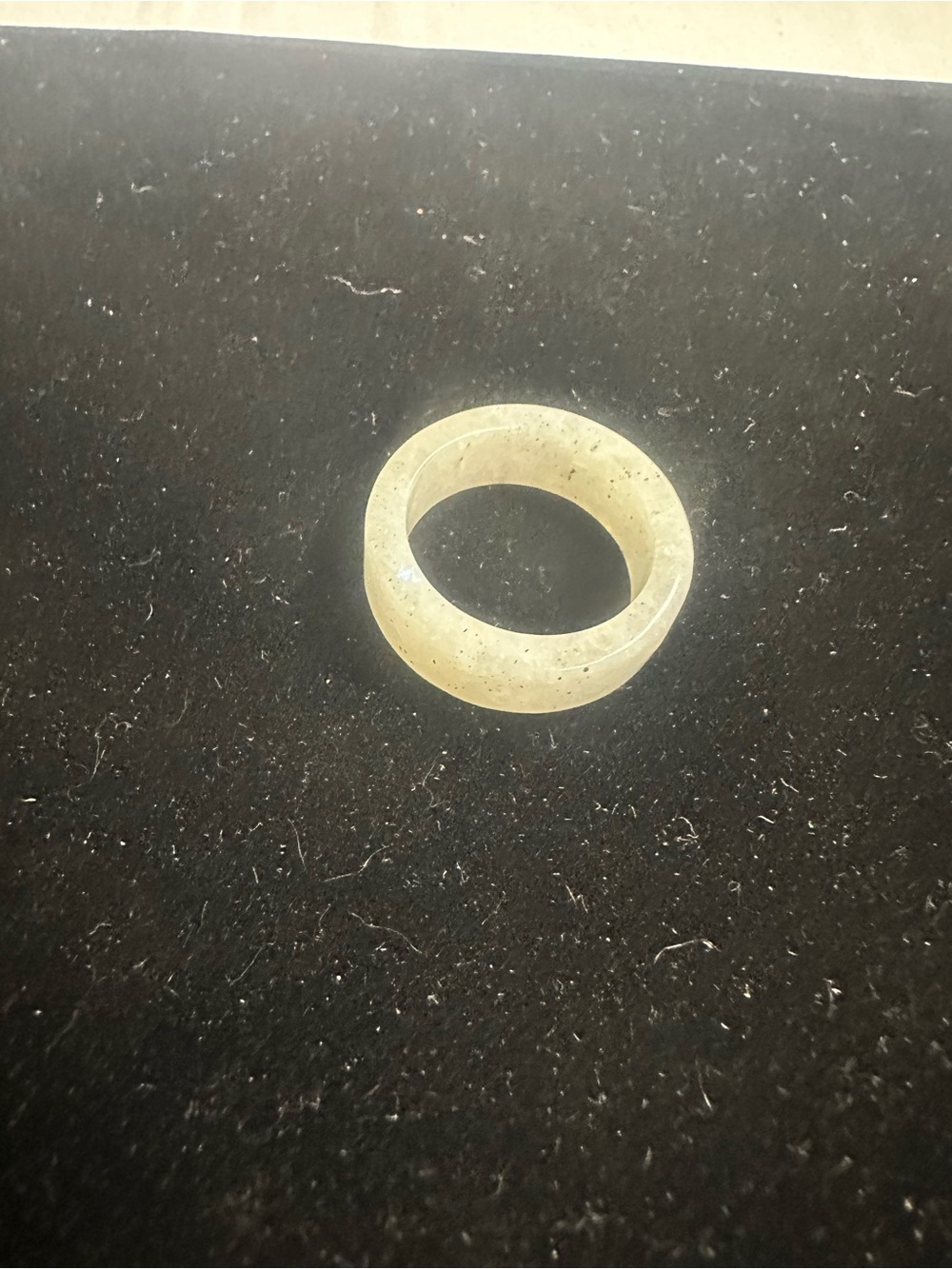 Natural Jadeite Cream Stone Band Ring